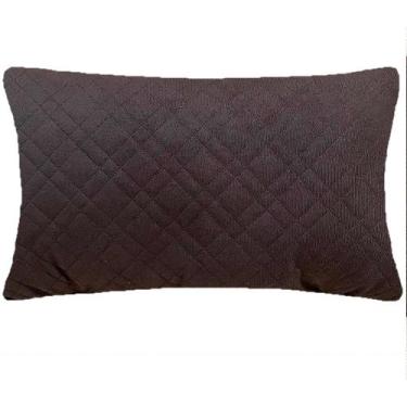 Imagem de Almofada Retangular Matelassê Marrom Sued Premium 50x28cm - Sua Casa D