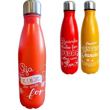 Imagem de Garrafa Térmica Aço Inox Água Chá Café Suco Bebidas Frases Motivaciona