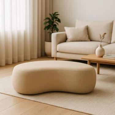 Imagem de Puff Redondo Orgânico Moderno Feijão Sala Quarto Recpção Luxo 100cm - 