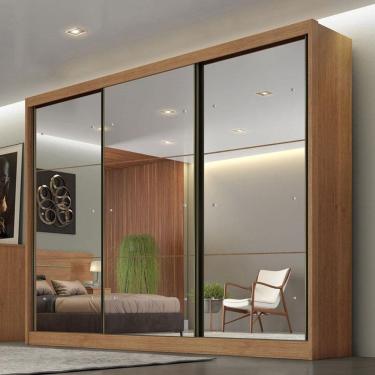 Imagem de Guarda Roupa Casal Ambiente Atlanta 3 Portas 4 Gavetas Cumaru 23 com Espelho - Novo Horizonte