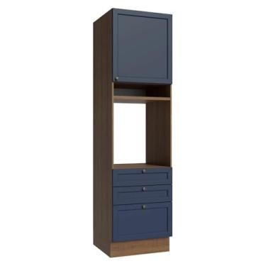 Imagem de Torre Quente 60 cm 1 Porta 3 Gavetas Rustic/azul Vik Madesa