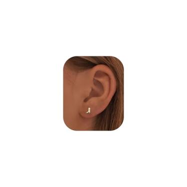 Imagem de BSGRL Brincos de costas planas - Brincos banhados a ouro 14K minúsculo arco martelo tubarão dragão cowboy bota palmeira softbol flatback brincos para mulheres Helix Jewelry, Latão, Sem pedra preciosa