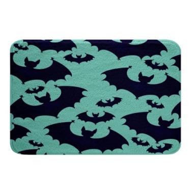 Imagem de Tapetes de banho de Halloween para banheiro meninos morcegos de desenho animado tapetes de banheiro para crianças adolescentes ultra macios tapetes de banho temáticos de Halloween para banheira doces escuros ou travessuras acessórios de banheiro 16" x 24"