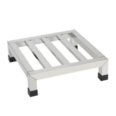 Imagem de KVMORZE Rack Dunnage 35 cm C x 35 cm L x 11 cm A, rack de aço inoxidável Dunnage Rack de armazenamento de grande capacidade prateleiras de armazenamento de serviço de chão de comida comercial em