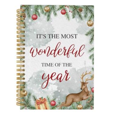Imagem de ANIANG Caderno espiral é a época mais maravilhosa do ano, diário de Natal, cervo de Natal 14 x 21 cm, 164 páginas, pautado na faculdade, caderno de Natal para material escolar de escritório