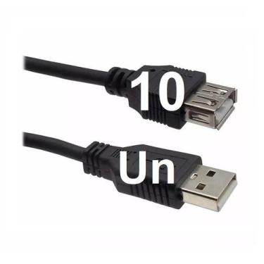 Imagem de Kit 10 Cabo Extensão Usb 1.8 Metros 2.0 Extensor Macho Fêmea - Xway, P