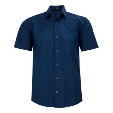 Imagem de Camisa Social Masculina Manga Curta Lbl Com Bolso Passa Fácil 3034, Az