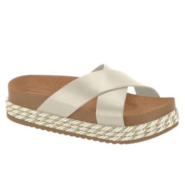 Imagem de Sandália Tamanco Flatform Feminina com Tiras Cruzadas e Solado em Corda Beira Rio (Branco, BR, Adulto, Numérico, 38)