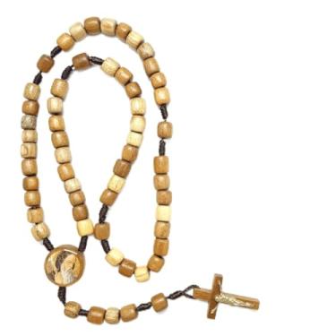 Imagem de Artcruz Terço de São Bento Madeira Natural Bolas 8 mm