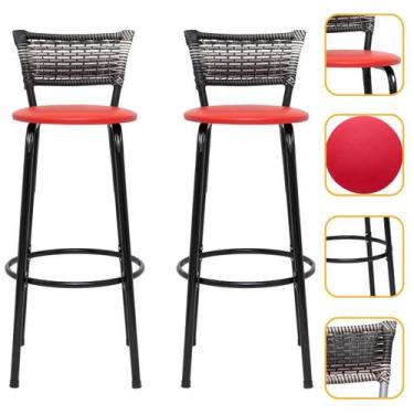 Imagem de Kit 2 Banquetas Cadeiras Bancos Para Cozinha Gourmet Bancada Balcão Ba