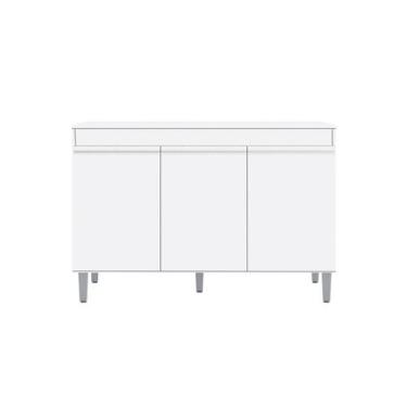 Imagem de Balcão Cozinha Manu 120 cm Com Pés 3 Portas Sem Tampo Branco - AJL Móv