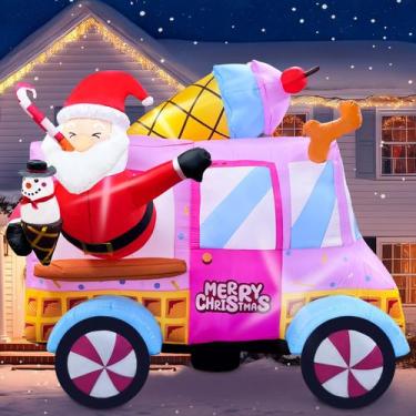 Imagem de Decoração de Natal Inflável OurWarm - Papai Noel Sorveteiro