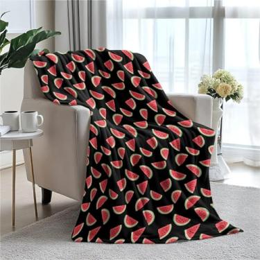 Imagem de Cobertor de lã de melancia 101,6 x 127 cm para sofá cama, cobertor de flanela de microfibra super macio e aconchegante leve para mulheres, homens e crianças