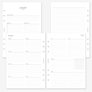 Imagem de MAY PAPER CO. Refil de agenda semanal A5 2026, agenda semanal em duas páginas para Filofax A5 e LV GM Agenda de 6 anéis (semanal com rastreador)