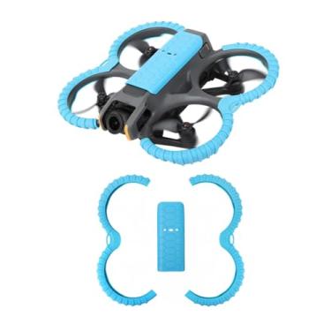 Imagem de Protetor de hélice + placa de proteção traseira de drone para DJI Avata 2, capa protetora anticolisão para amortecedor + placa protetora traseira para Avata 2 (azul)