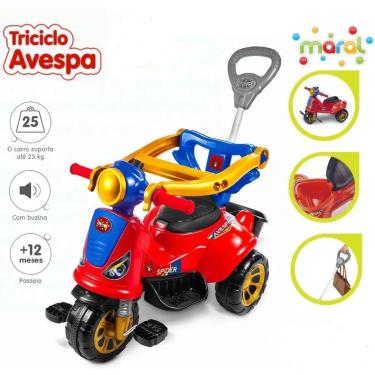Imagem de Triciclo Infantil De Pedal 2 Em 1 Motoca Avespa Spider