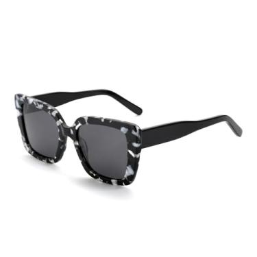 Imagem de Óculos de sol polarizados femininos, armação grossa, proteção UV400, óculos de sol de acetato para mulheres, presente de compras, lente cinza 001, BH01