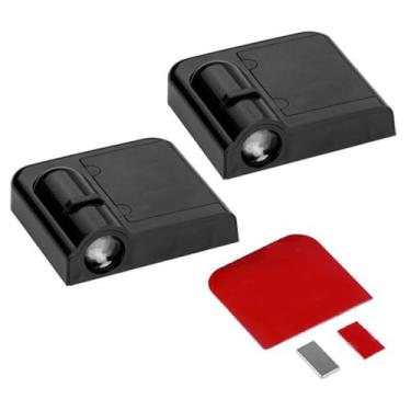 Imagem de Porta do carro LED Luzes Do Projetor Alimentado Por Bateria Moda Car Brand Logo Bem-vindo Luz Instalação Não Destrutiva para Carros Caminhões SUVs ABS Material 6.7x6.2cm 2 Pack (Tipo 2)