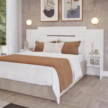 Imagem de Cabeceira Casal Extensível com 2 Prateleiras Lateral em MDF Mila Panan