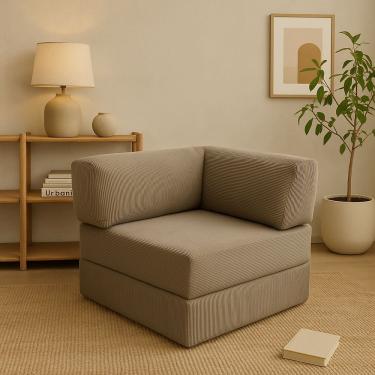 Imagem de Poltrona Lateral Quadrada 88x88 Em Tecido Cotelê Com Encosto Em Dois Lados Capa Removível E Espuma De Alta Performance