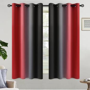 Imagem de Cortinas Yakamok Blackout Ombre pretas e vermelhas 130x160cm 2 painéis