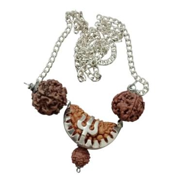 Imagem de The Great Indian Store Ek Mukhi Rudraksha com 5 faces Rudraksha Trishul pingente de corrente banhada a prata pacote com 1