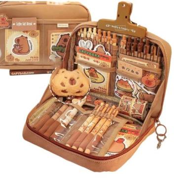 Imagem de Estojo para lápis NAPIMICO Cute Capybara com 12 compartimentos marrom