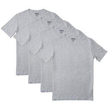 Imagem de KIT 4 Camisetas Masculina Lisa Slim Algodão Premium Stock4U, GG, Cinza
