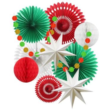 Imagem de Decorações de festa para meninas, mulheres, Minnie Mouse, decoração de primeiro aniversário, casamento, noiva, chá de bebê, papel para pendurar, leques de tecido, círculo, guirlanda, papel, Christmas, 1