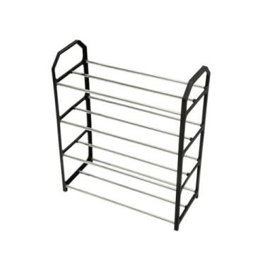 Imagem de Sapateira 4 Andares – Organizador de Sapatos em Plástico PP e Tubos de Ferro, Resistente e Fácil de Montar | Closet | Corredor | Lavanderia | Entrada | Quarto | Multifuncional (Preta)