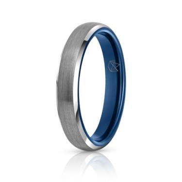 Imagem de EMBR Anel de tungstênio minimalista: aliança de casamento fina de 4 mm com acabamento fosco escovado, bordas chanfradas de alto polimento, joia confortável sem cobalto para homens e mulheres – Anel de