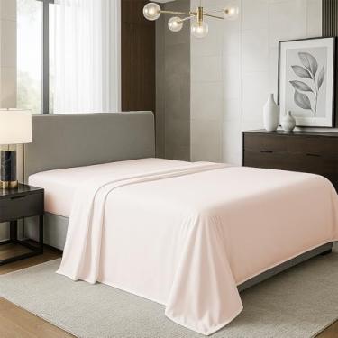Imagem de TEXAS LINEN CO. Lençol de cima 100% algodão orgânico percal tamanho solteiro - 1 lençol de cima, blush - roupa de cama nítida, fresca e forte, lençóis de cima para quem dorme quente, lençóis de luxo