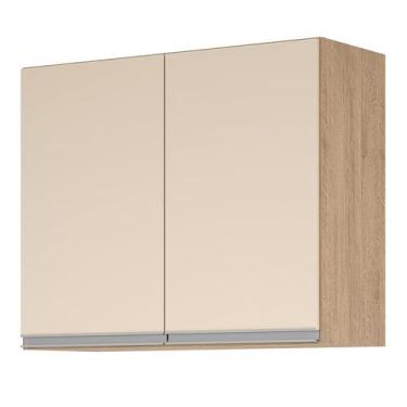 Imagem de Armario aereo 2 portas milla amendoa off white puxador aluminio - ByMa