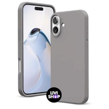 Imagem de Capa Case Capinha Para iPhone 16 Silicone Com Bordas Elevadas Aveludada Forro Premium (CINZA)