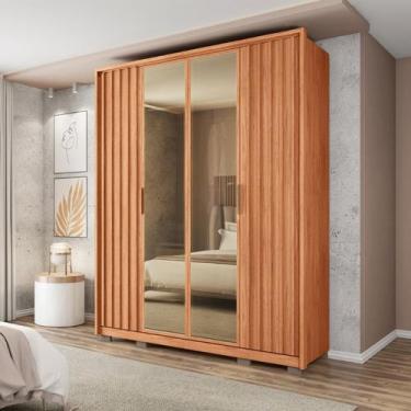 Imagem de Guarda-Roupa 4 Portas e 3 Gavetas com Vidro Reflecta New Centurium - C