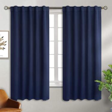 Imagem de Cortinas Blackout BGment com isolamento térmico azul marinho 42x160cm