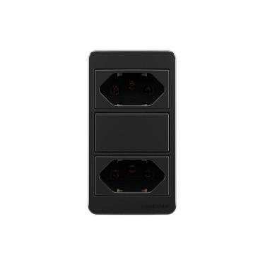 Imagem de Placa Para Condulete Caixa 3/4" Com Tomada Dupla 2p+t 20a Margirius Sleek Preto Ebony Preto