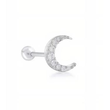 Imagem de Brinco perfurante Moon com zircões em prata 925 7-8 mm - Lightbek Offi