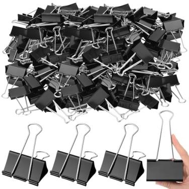 Imagem de AmazingSpark Pacote com 48 clipes de fichário extragrandes de 7,6 cm de metal jumbo prendedores de papel pretos grandes para professores, estudantes, escritório, casa, material escolar