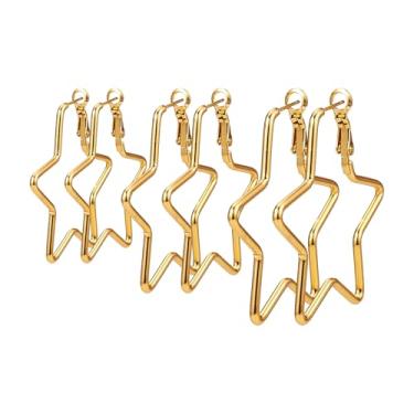 Imagem de Conjunto de brincos de argola de ouro para mulheres, brincos de argola grande e grossos, hipoalergênicos, grandes, argolas de coração, flor, redondo, moderno, argolas, brincos, pilhas, joias Y2k