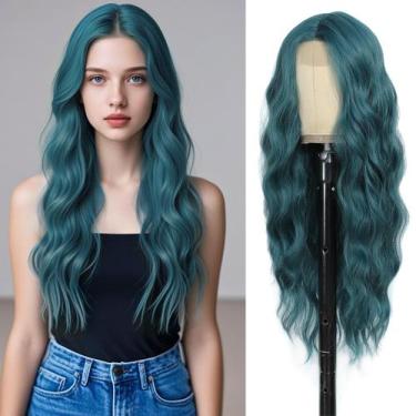 Imagem de Peruca Angzon verde escuro com 66 cm de comprimento e cabelo sintético