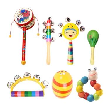 Imagem de simhoa Conjunto de Instrumentos de Madeira para Bebês, 7 Peças, Chocalhos para Festa Infantil