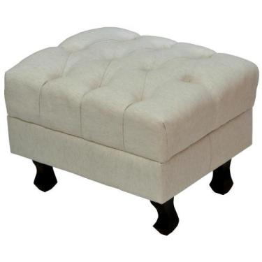 Imagem de Puff París Luis Xv Capitone Tecido Linho Pés Madeira - Lyam Decor