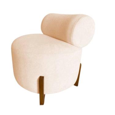 Imagem de Poltrona Decorativa Mônaco Couro Bege - Mansão Decor