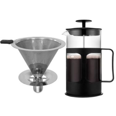Imagem de Coador Ecológico Inox T.103 + Prensa Francesa 650ml Unitermi
