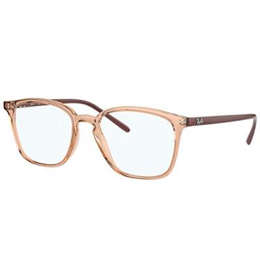 Imagem de Ray-Ban RX7185 Armação quadrada de óculos de grau, Lente marrom claro/demonstração, 50 mm