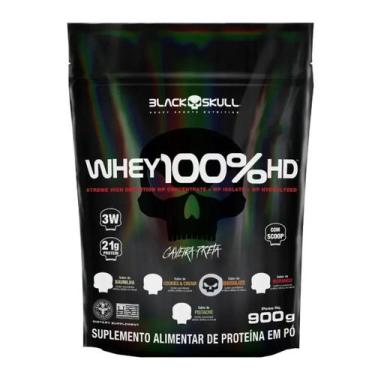 Imagem de Whey 100% HD Refil Black Skull Chocolate 900g, Chocolate, 900g