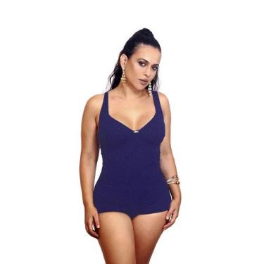 Imagem de Maiô Perninha sem Bojo Meia Taça sem Aro - Estigma, M, Marinho