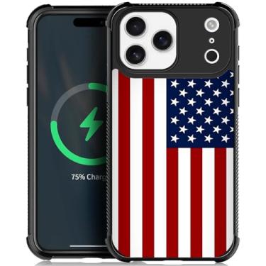 Imagem de CARLOCA Capa para iPhone qpalz compatível com Magsafe padrão de bandeiras americanas vermelhas e azuis para meninas ultra proteção à prova de choque silicone macio TPU antiderrapante traseira
