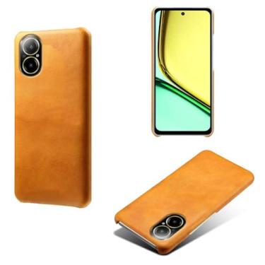Imagem de Capa para OPPO Realme C67 4G,Proteção contra quedas,Casca de volta de cor sólida simples,Design de couro de imitação de plástico-Orange